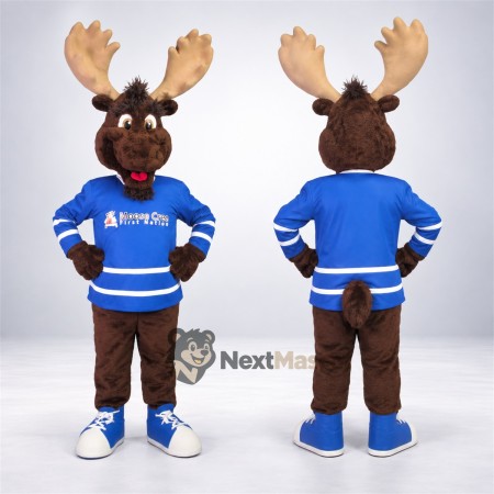 Moose Mascot Costume - Blue Jersey
