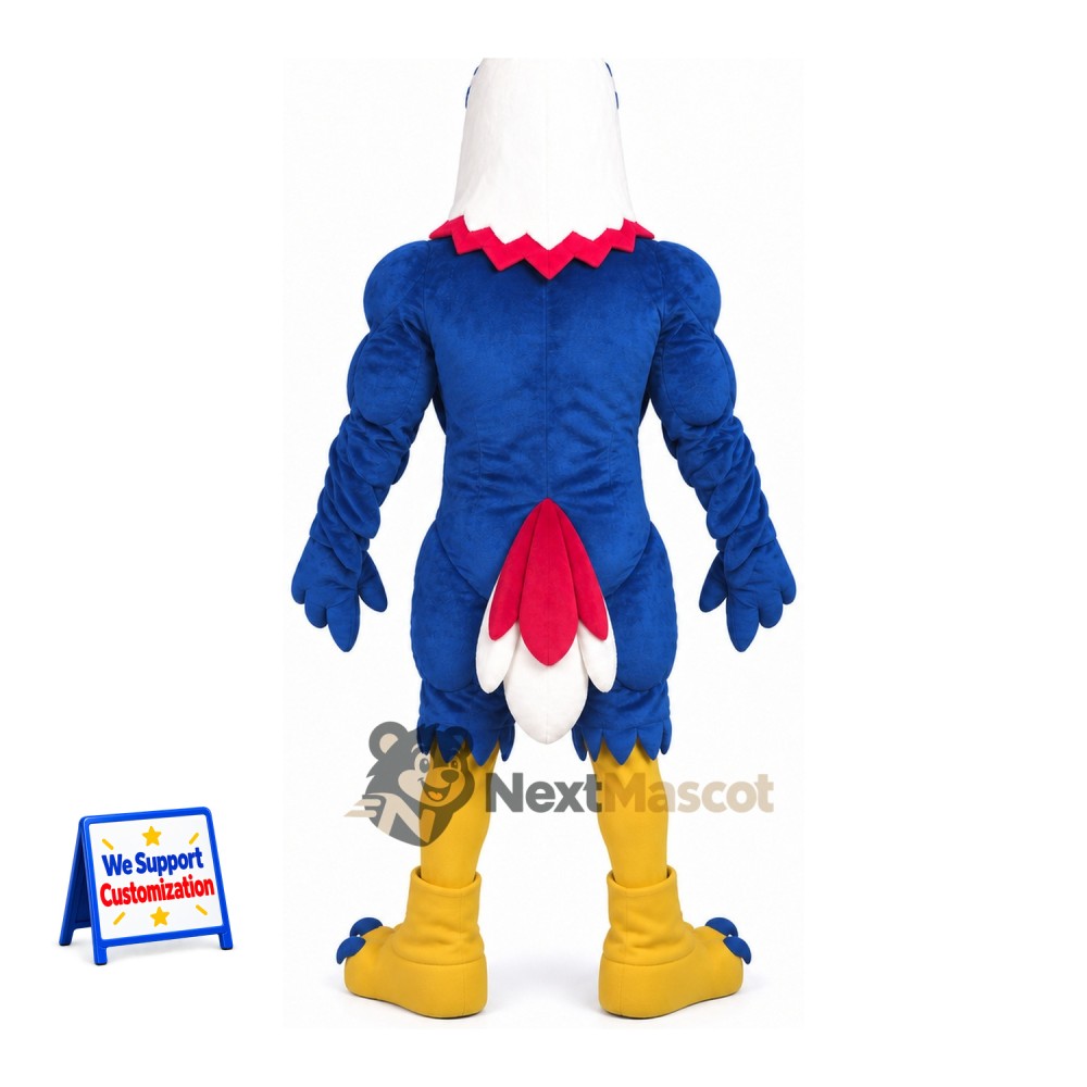 Eagle Mascot Costume - Muscular, Blue Eagle Mascot Costume - Muscular, Blue