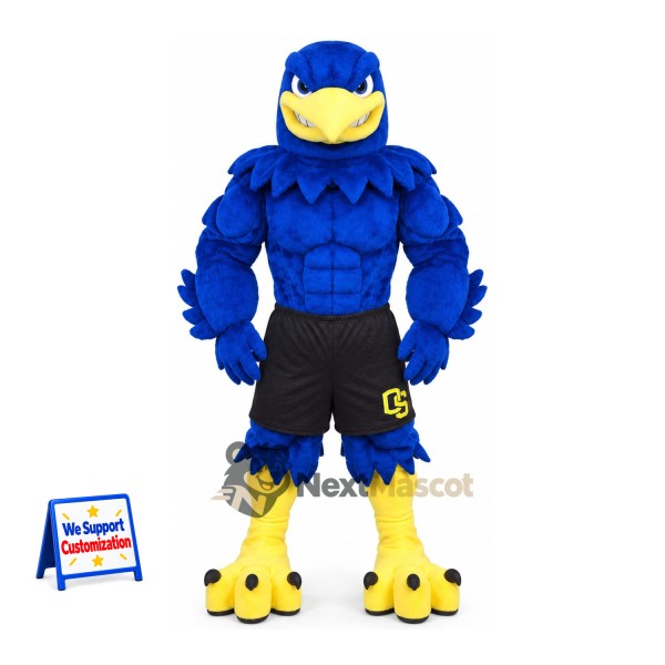 Eagle Mascot Costume - Muscular, Blue for Parades