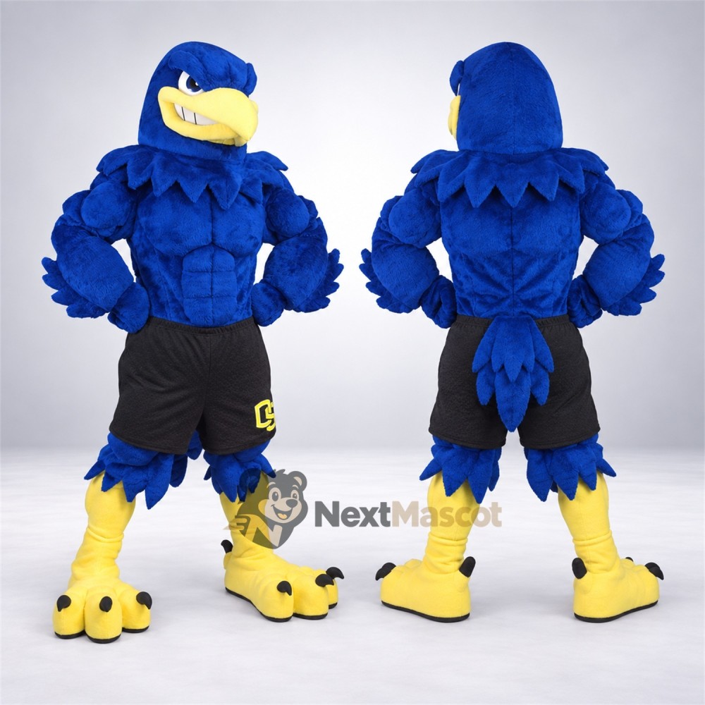 Eagle Mascot Costume - Muscular, Blue for Parades Eagle Mascot Costume - Muscular, Blue for Parades