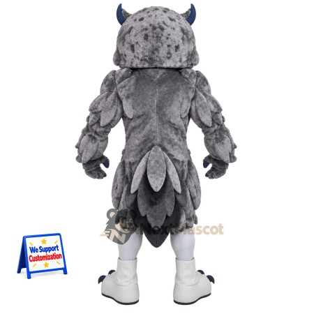 Owl Mascot Costume - Muscular, Gray Owl Mascot Costume - Muscular, Gray