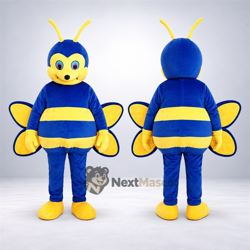 Bee Mascot Costume - Blue and Yellow for Garden Events Bee Mascot Costume - Blue and Yellow for Garden Events