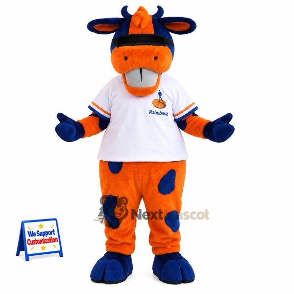 Cow Mascot Costume - Orange, White Shirt