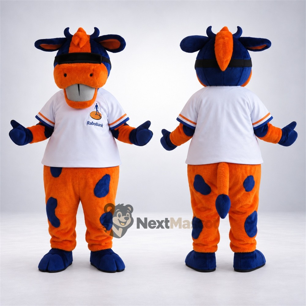 Cow Mascot Costume - Orange, White Shirt Cow Mascot Costume - Orange, White Shirt