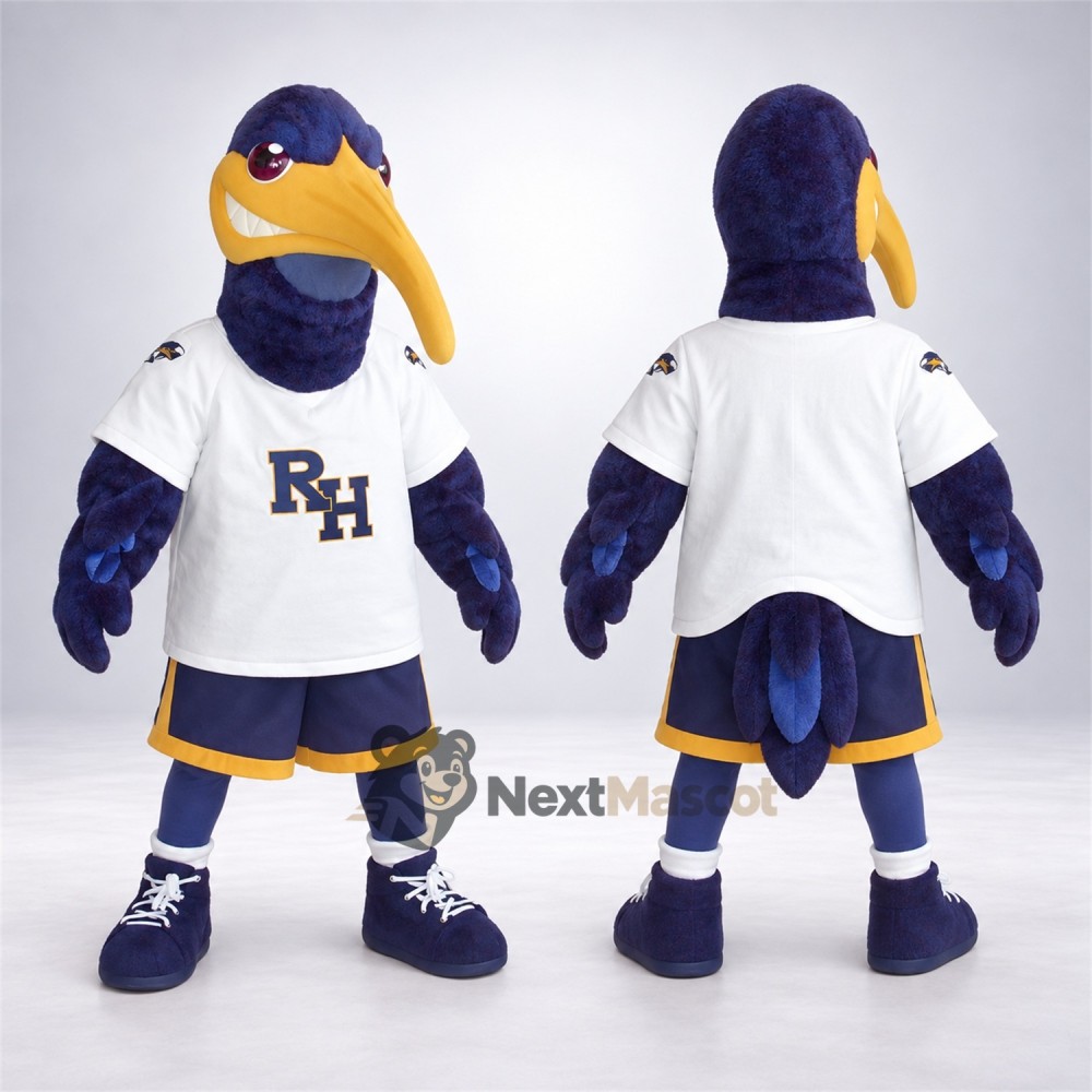 Ibis Mascot Costume - Blue, White Shirt Ibis Mascot Costume - Blue, White Shirt