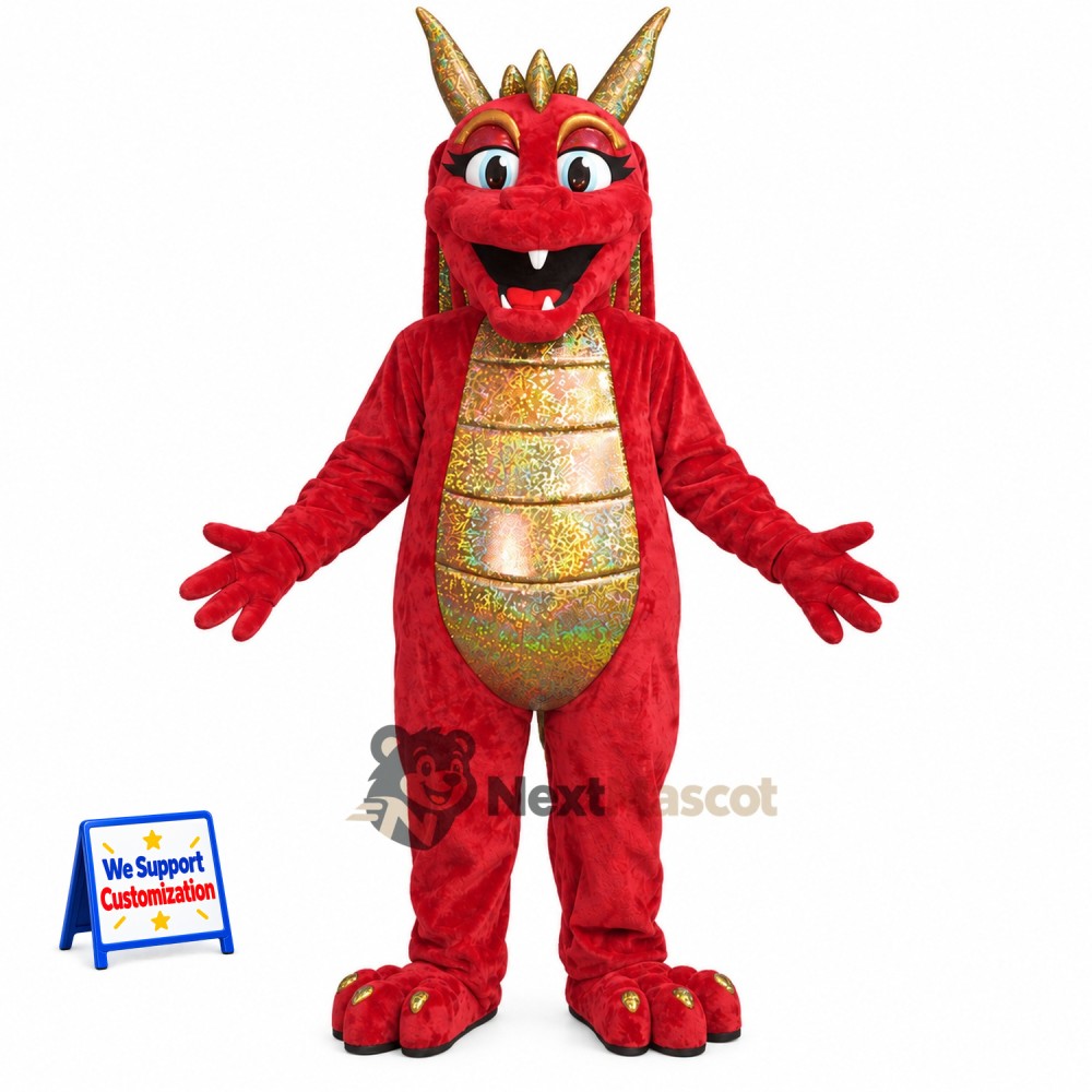 Dragon Mascot Costume - Red for Parades Dragon Mascot Costume - Red for Parades