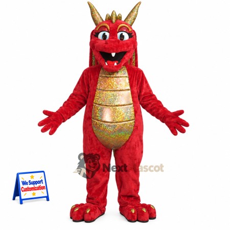 Dragon Mascot Costume - Red for Parades Dragon Mascot Costume - Red for Parades