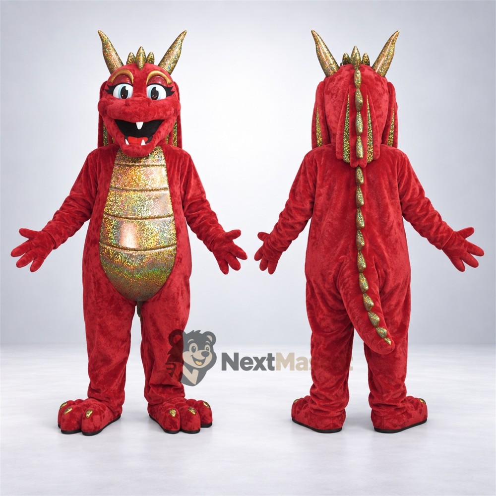 Dragon Mascot Costume - Red for Parades Dragon Mascot Costume - Red for Parades