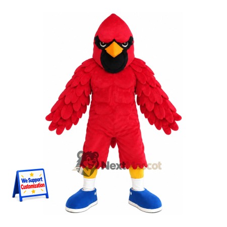 Cardinal Mascot Costume - Red, Blue Shoes Cardinal Mascot Costume - Red, Blue Shoes