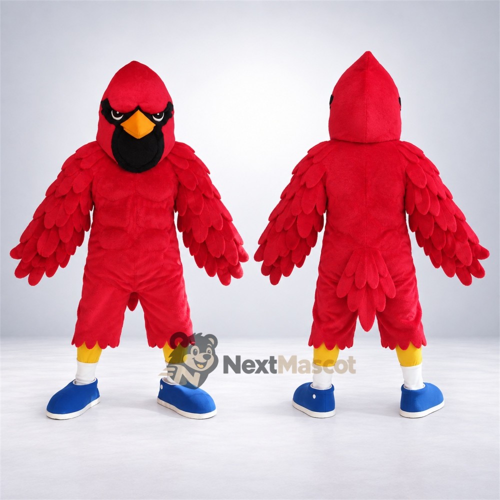 Cardinal Mascot Costume - Red, Blue Shoes Cardinal Mascot Costume - Red, Blue Shoes