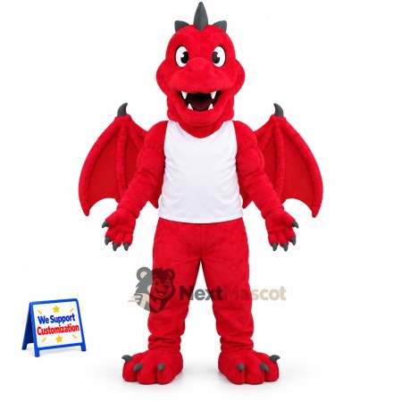 Dragon Mascot Costume - Red, White Shirt Dragon Mascot Costume - Red, White Shirt