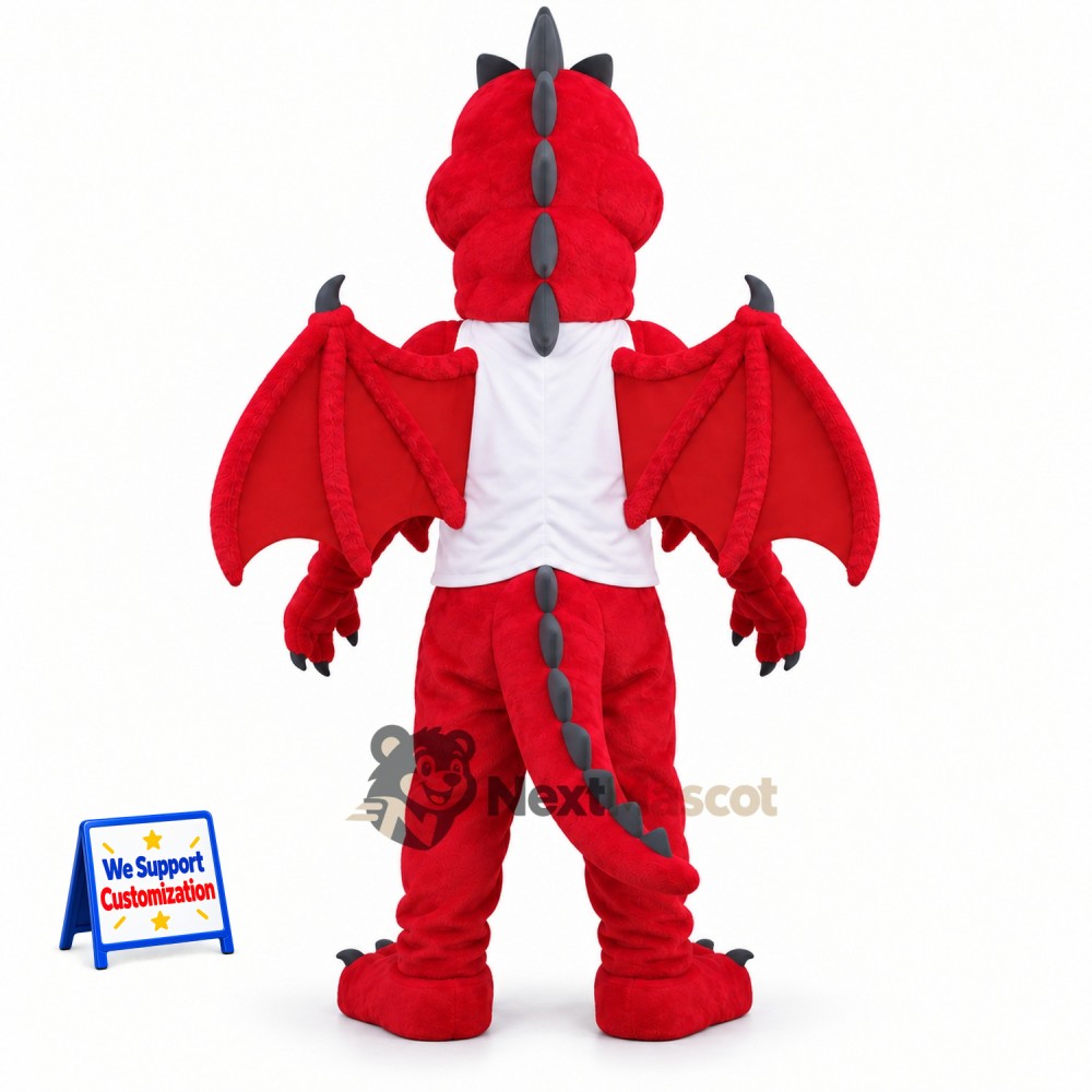 Dragon Mascot Costume - Red, White Shirt Dragon Mascot Costume - Red, White Shirt