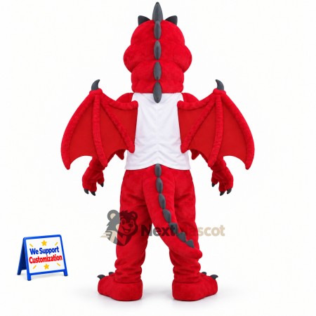 Dragon Mascot Costume - Red, White Shirt Dragon Mascot Costume - Red, White Shirt