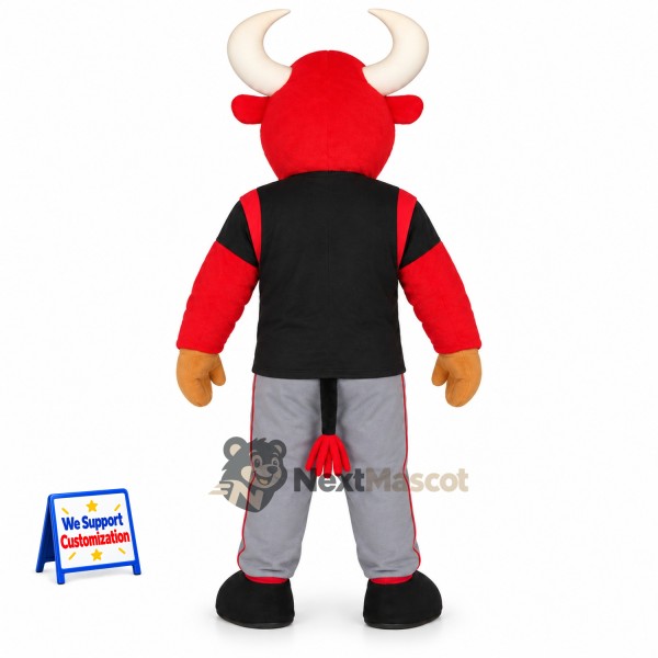 Bull Mascot Costume - Red, Black Shirt and Gray Pants Bull Mascot Costume - Red, Black Shirt and Gray Pants