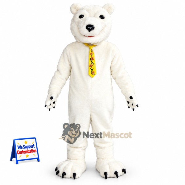 Bear Mascot Costume - White, Tie