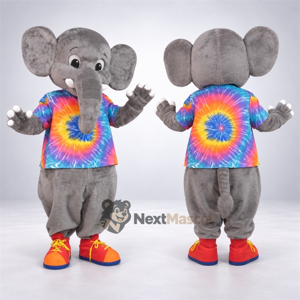 Elephant Mascot Costume - Tie Dye Shirt Elephant Mascot Costume - Tie Dye Shirt