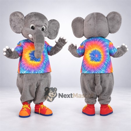 Elephant Mascot Costume - Tie Dye Shirt Elephant Mascot Costume - Tie Dye Shirt