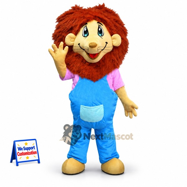 Lion Mascot Costume - Blue Overalls