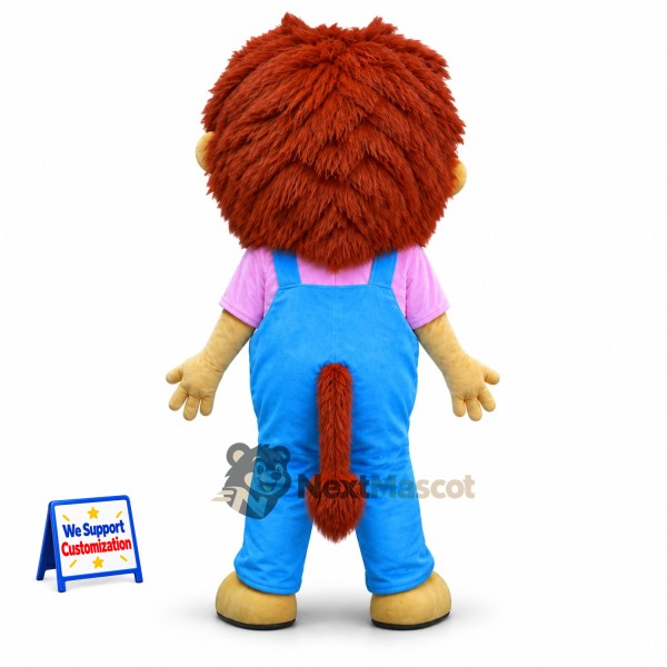 Lion Mascot Costume - Blue Overalls Lion Mascot Costume - Blue Overalls