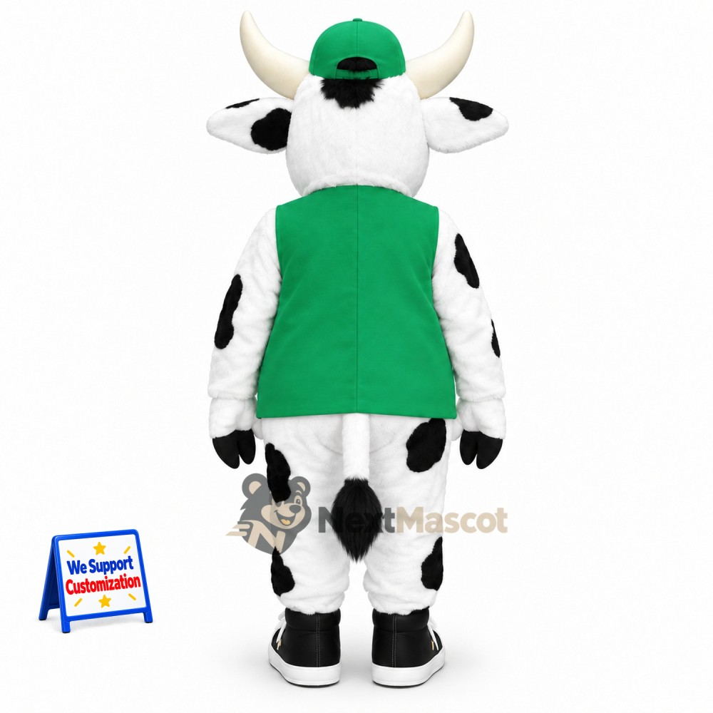 Cow Mascot Costume - Green Vest Cow Mascot Costume - Green Vest