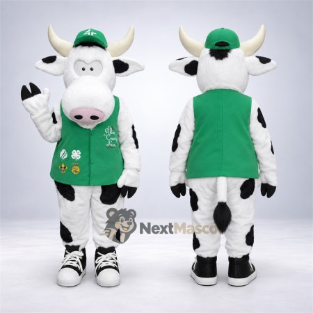 Cow Mascot Costume - Green Vest Cow Mascot Costume - Green Vest