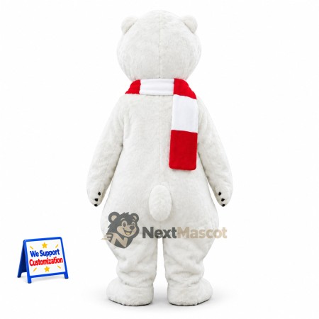 Polar Bear Mascot Costume - Red Scarf Polar Bear Mascot Costume - Red Scarf
