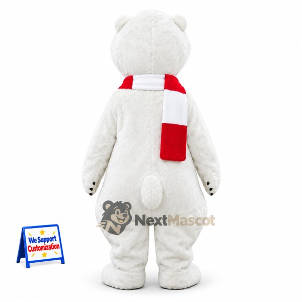 Polar Bear Mascot Costume - Red Scarf Polar Bear Mascot Costume - Red Scarf