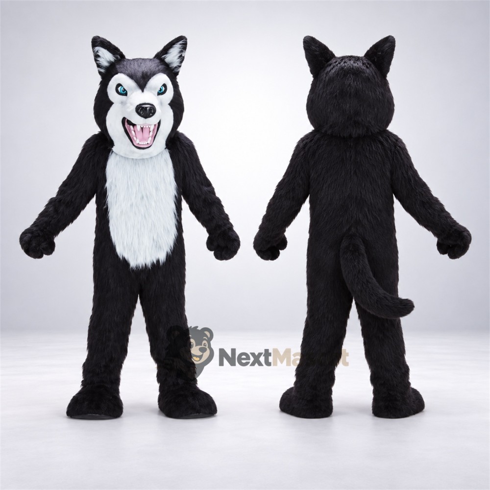 Husky Mascot Costume - Black and White for Community Events Husky Mascot Costume - Black and White for Community Events
