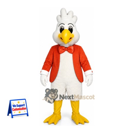 Chicken Mascot Costume - White, Red Jacket Chicken Mascot Costume - White, Red Jacket
