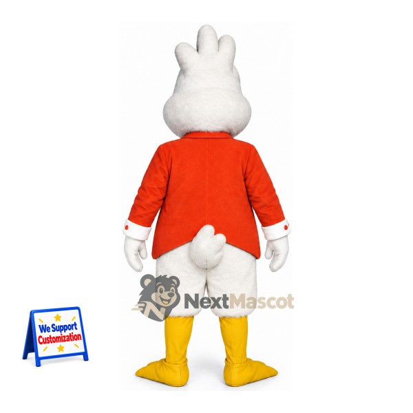 Chicken Mascot Costume - White, Red Jacket Chicken Mascot Costume - White, Red Jacket