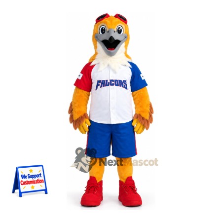 Falcon Mascot Costume - Orange, White Shirt Falcon Mascot Costume - Orange, White Shirt