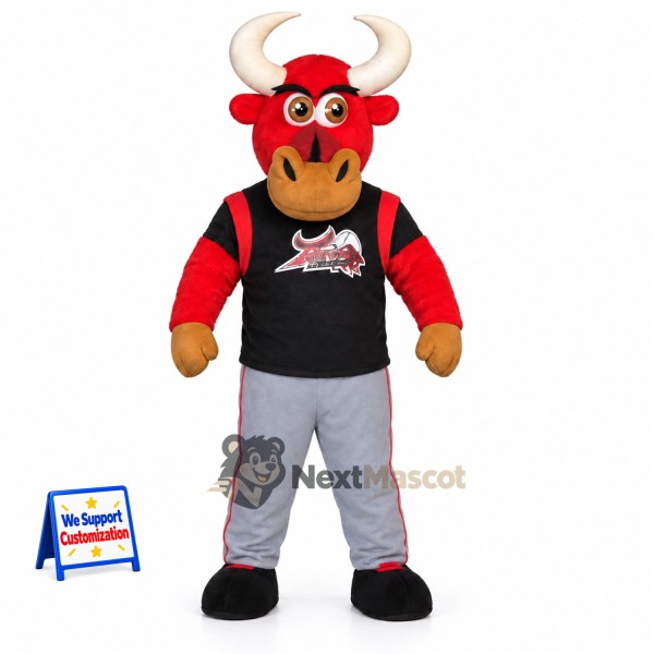 Bull Mascot Costume - Red for Community Events