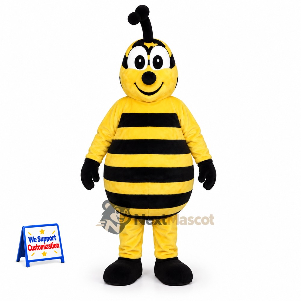Bee Mascot Costume - Yellow, Long Striped Antenna Bee Mascot Costume - Yellow, Long Striped Antenna