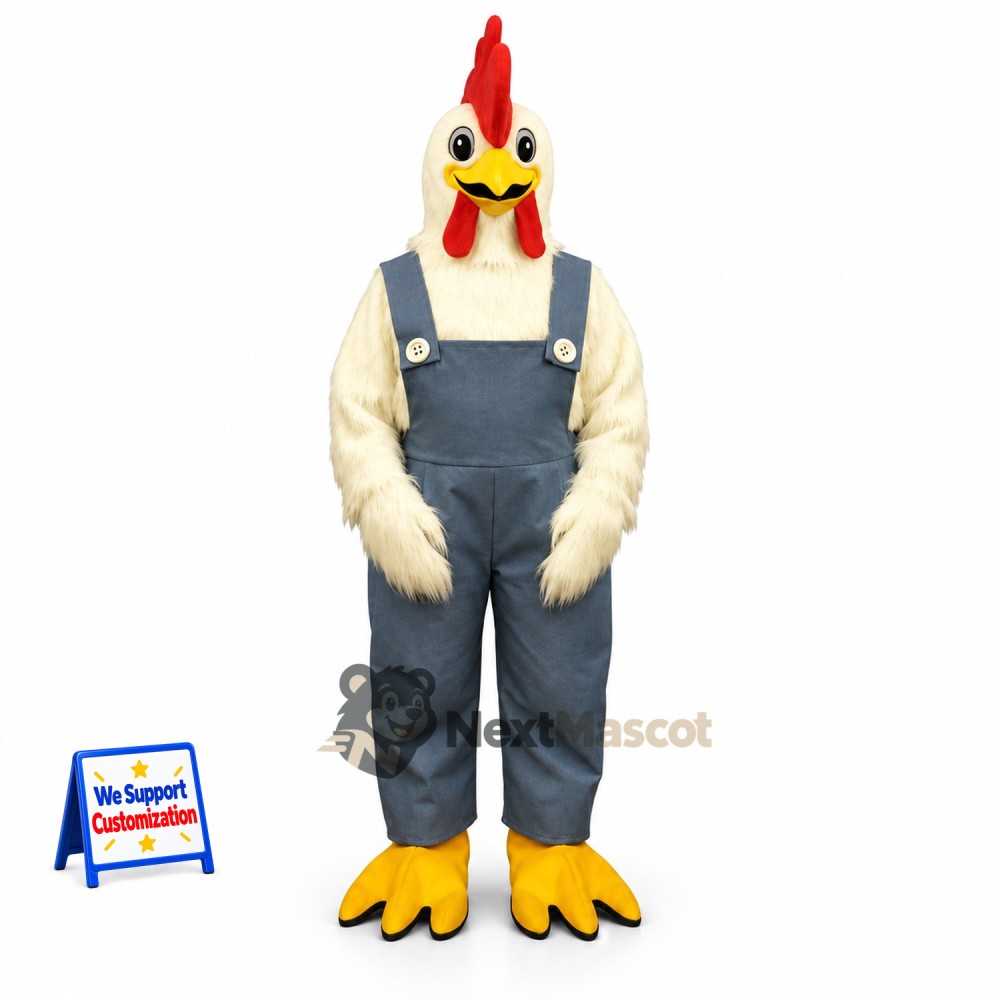 Rooster Mascot Costume - Overalls Rooster Mascot Costume - Overalls