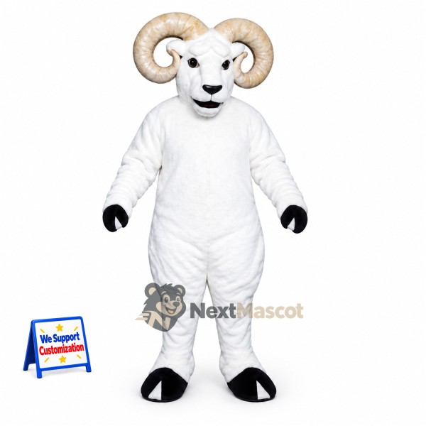 Ram Mascot Costume - White for Community Events