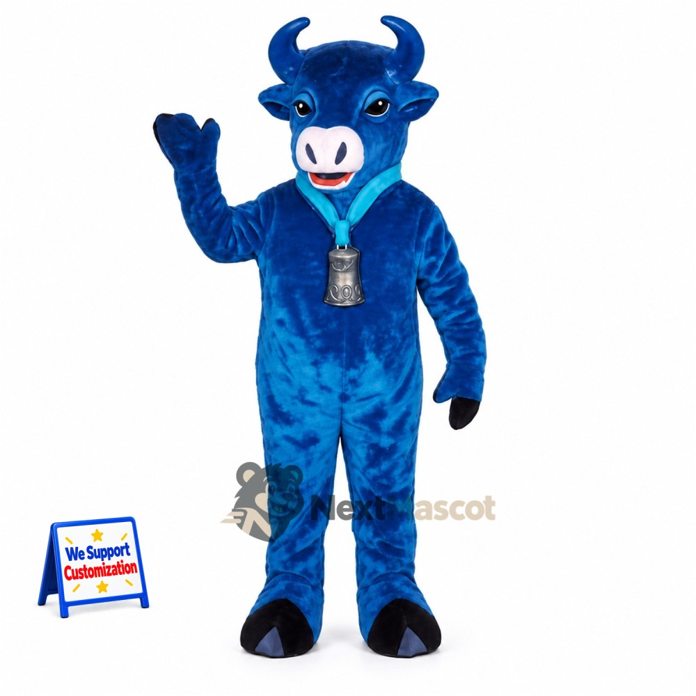 Bull Mascot Costume - Blue, Medal Bull Mascot Costume - Blue, Medal