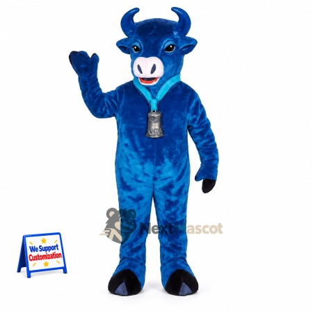 Bull Mascot Costume - Blue, Medal Bull Mascot Costume - Blue, Medal