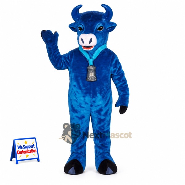 Bull Mascot Costume - Blue, Medal