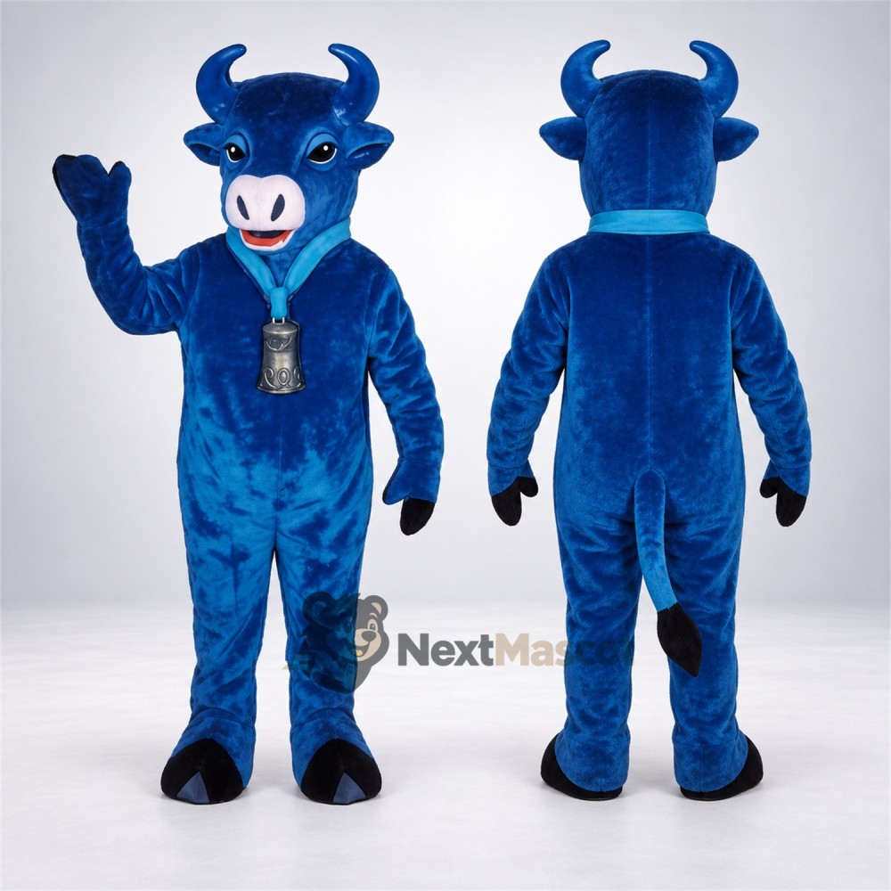 Bull Mascot Costume - Blue, Medal Bull Mascot Costume - Blue, Medal