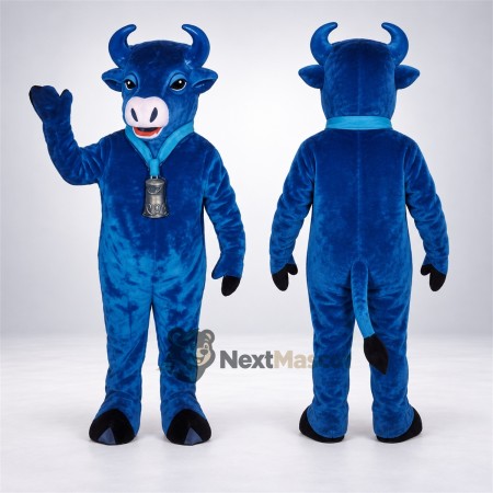 Bull Mascot Costume - Blue, Medal Bull Mascot Costume - Blue, Medal