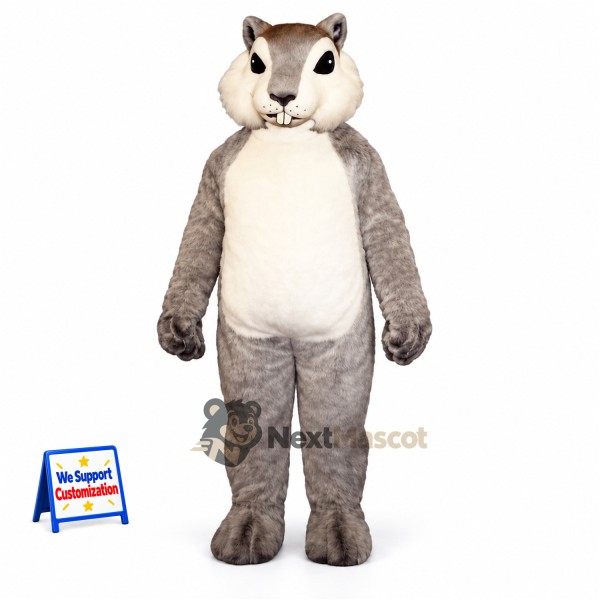 Squirrel Mascot Costume - Gray, White Belly