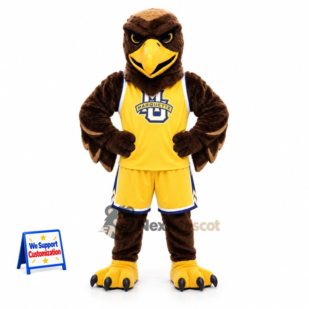 Eagle Mascot Costume - Brown, Yellow Uniform Eagle Mascot Costume - Brown, Yellow Uniform