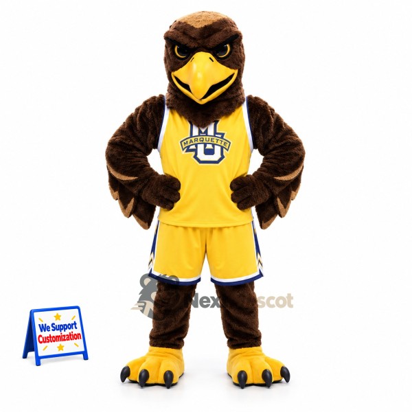 Eagle Mascot Costume - Brown, Yellow Uniform