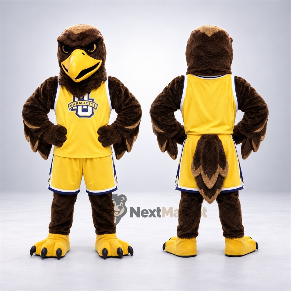 Eagle Mascot Costume - Brown, Yellow Uniform Eagle Mascot Costume - Brown, Yellow Uniform