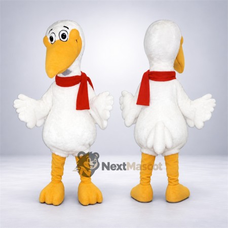 Goose Mascot Costume - White, Red Scarf Goose Mascot Costume - White, Red Scarf
