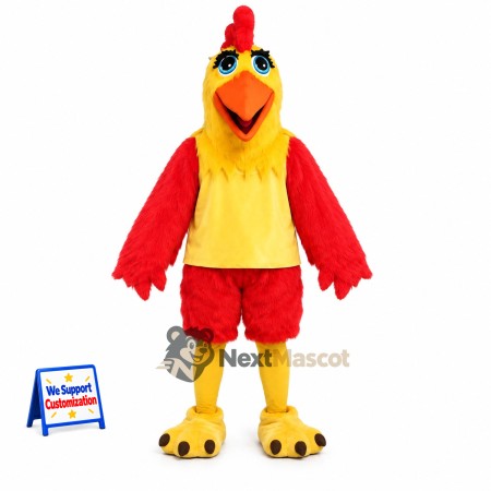 Rooster Mascot Costume - Red, Yellow Belly Rooster Mascot Costume - Red, Yellow Belly