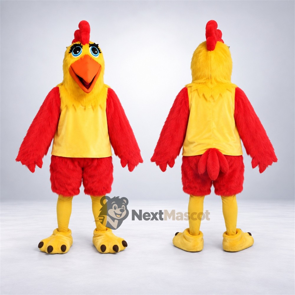 Rooster Mascot Costume - Red, Yellow Belly Rooster Mascot Costume - Red, Yellow Belly