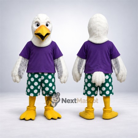 Eagle Mascot Costume - White, Purple Shirt Eagle Mascot Costume - White, Purple Shirt