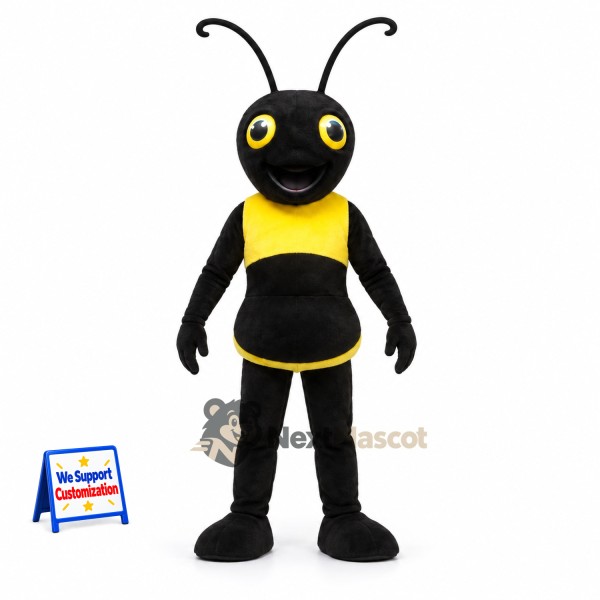 Bee Mascot Costume - Black and Yellow, Thin Antennae