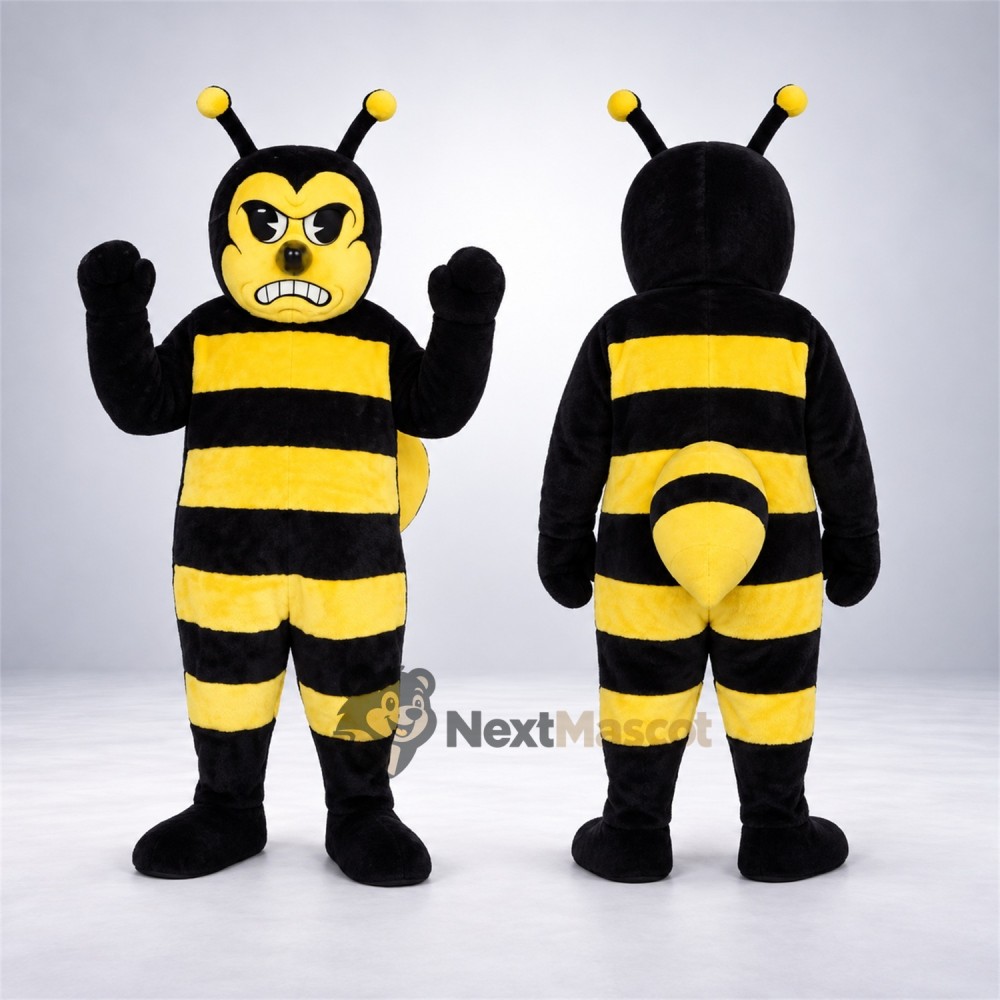 Bee Mascot Costume - Muscular, Yellow, Rounded Antennae Bee Mascot Costume - Muscular, Yellow, Rounded Antennae